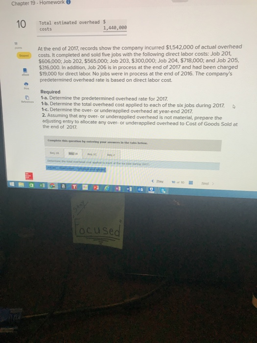 a predetermined overhead rate LO P3, P4 In December 2016, Learer Company's