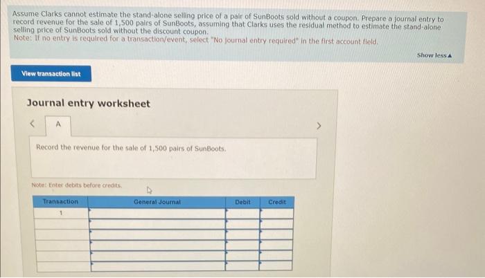 services; residual method [ LO6.2, 6.4, 6.5, 6.6] Clarks incorporated, a shoe