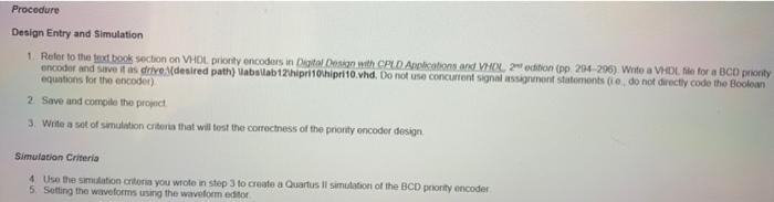 Do the procedure below and Write a VHDL file for a BCD