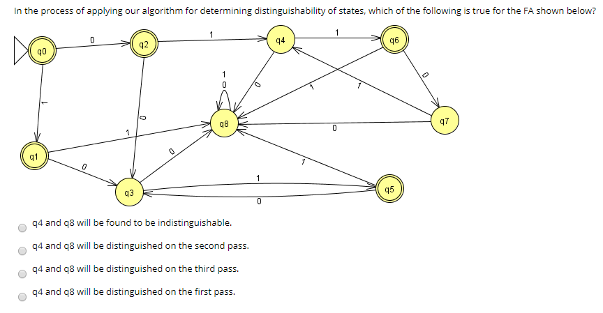  In the process of applying our algorithm for determining distinguishability of