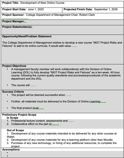 Background: You are a project manager assigned to work with a faculty