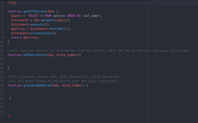 and edit line 3 so that the database name matches the one