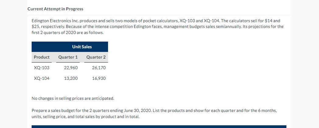  Current Attempt in Progress Edington Electronics Inc. produces and sells two