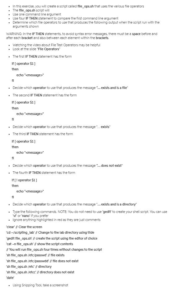 Question below In this exercise, you will create a script called flle