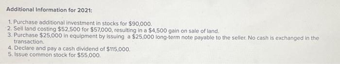 assets: Cash. Accounts receivable Inventory Prepaid rent 2021 2020 Long-term assets: Investments