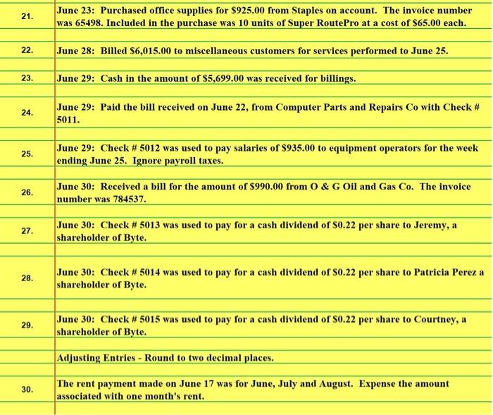 filled cells. Date Transaction Account Name Description Debit Credit 01 Jun 01