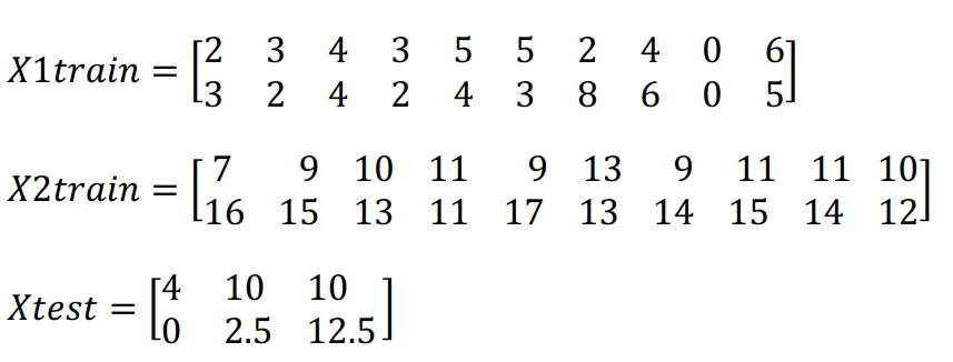  (20 marks) Carry out LDA to classify the data points provided