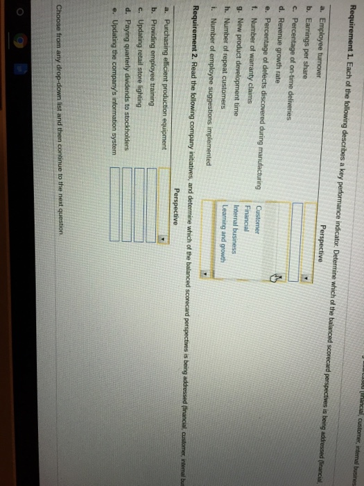 Answer each one.. All have same answer bank.. Both requirement 1 and