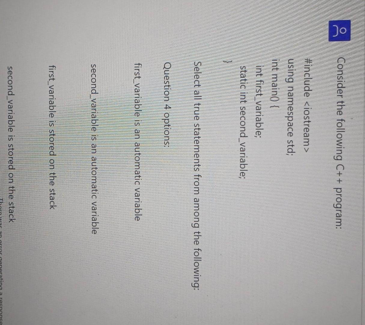  Consider the following C++ program: \#include using namespace std; int main()