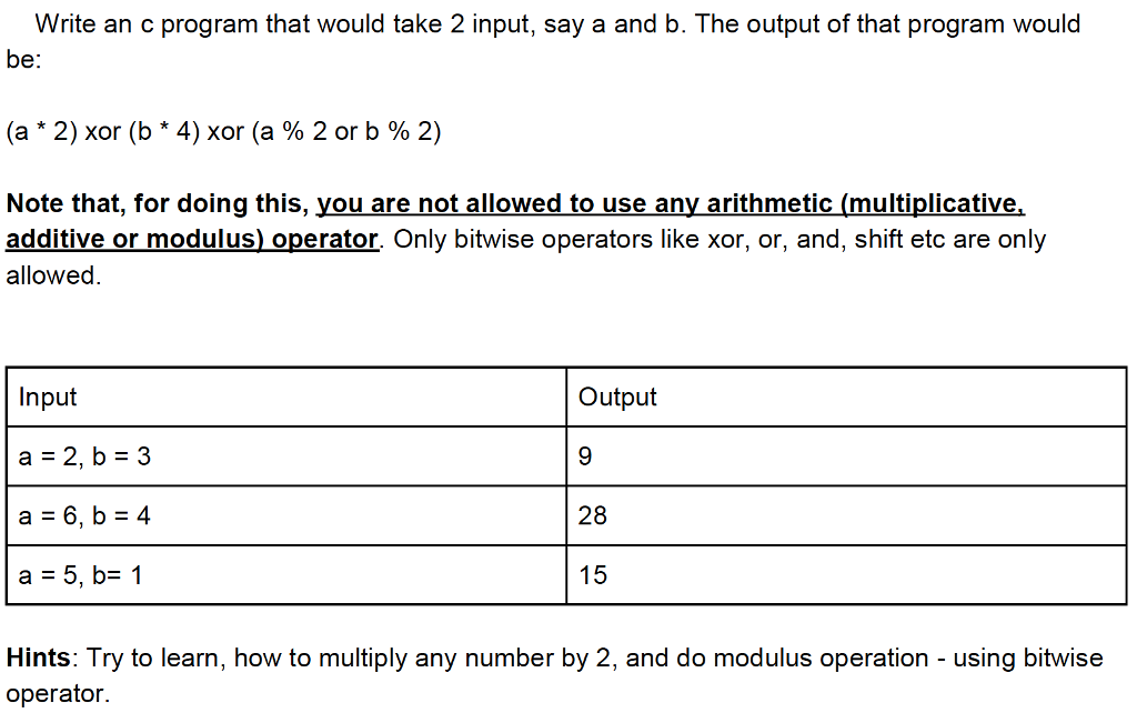 ========== you are supposed to write c code, and solve problems using