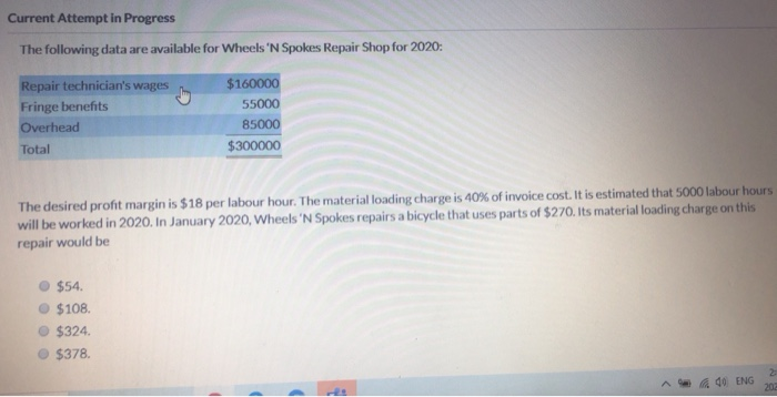  Current Attempt in Progress The following data are available for Wheels