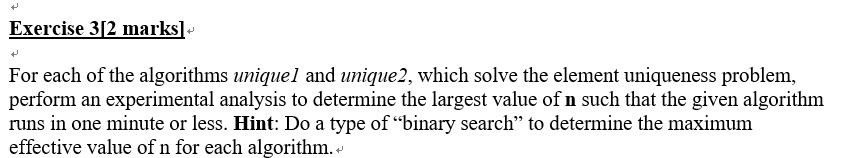  Using Java Exercise 3[2 marks] - For each of the algorithms