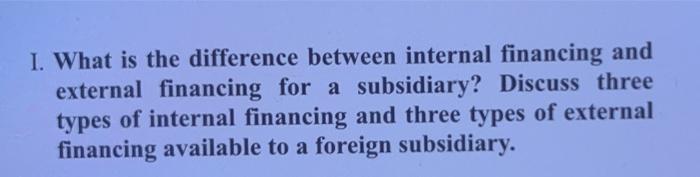  I. What is the difference between internal financing and external financing