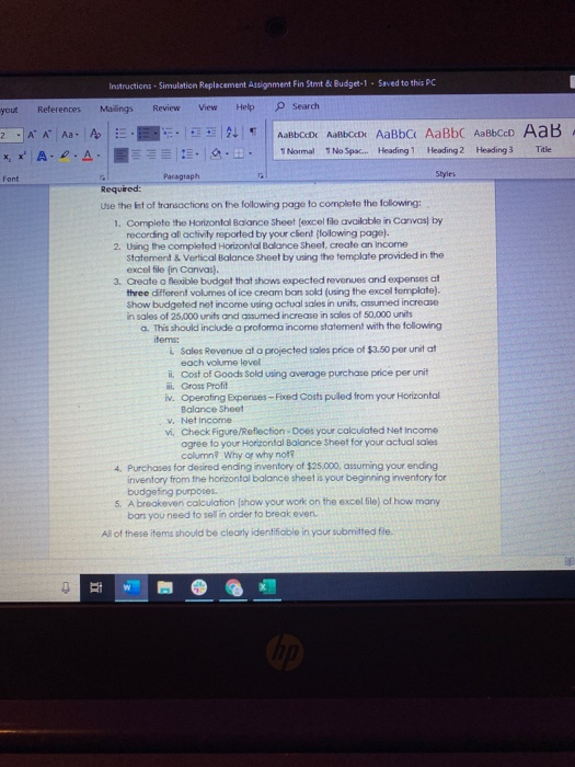  Instructions - Simulation Replacement Assignment FinStrit & Budget-1 - Saved to