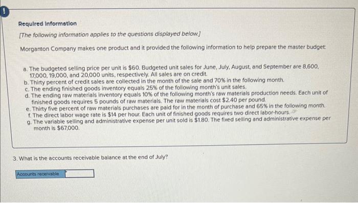 following month's raw materials production needs. Each unit of finished goods requires