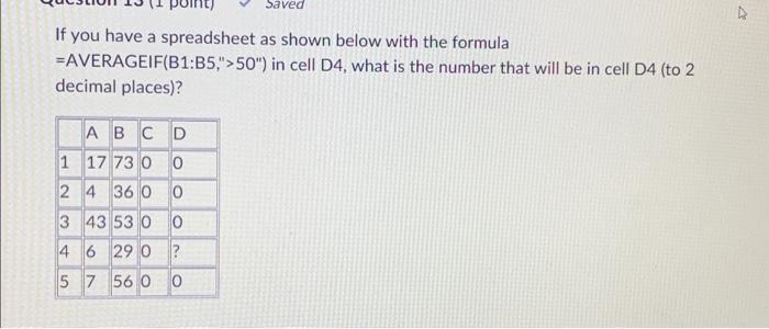  If you have a spreadsheet as shown below with the formula