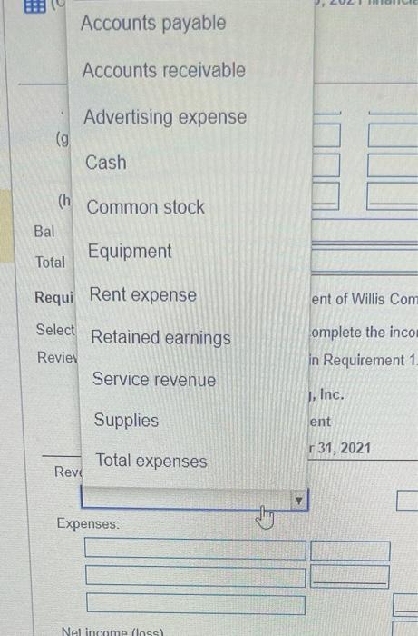 following business expenses for the month: (1) paid office rent$1,300; (2) paid