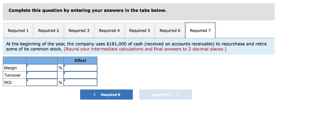 of margin and turnover. For each of the following questions, indicate whether