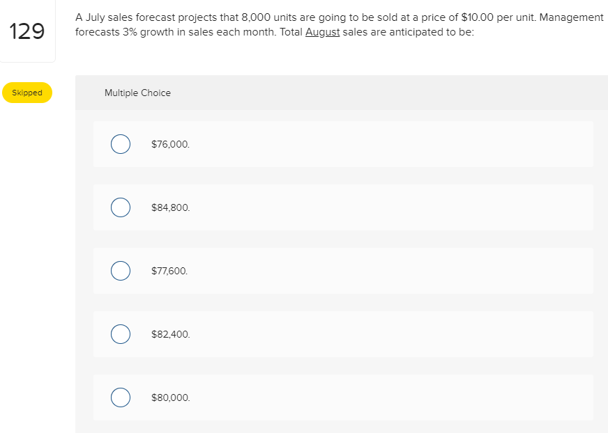 NO EXPLANATION NECESSARY, just the final answer for 4 MC questions, it