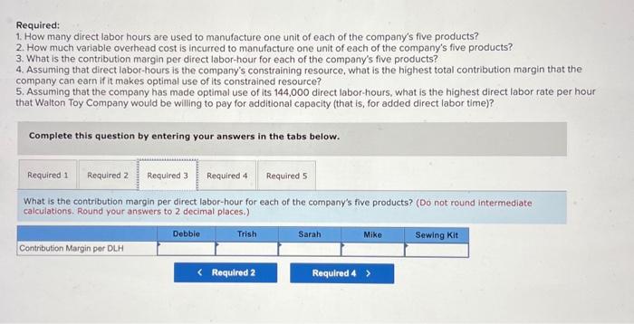 1. How many direct labor hours are used to manufacture one unit