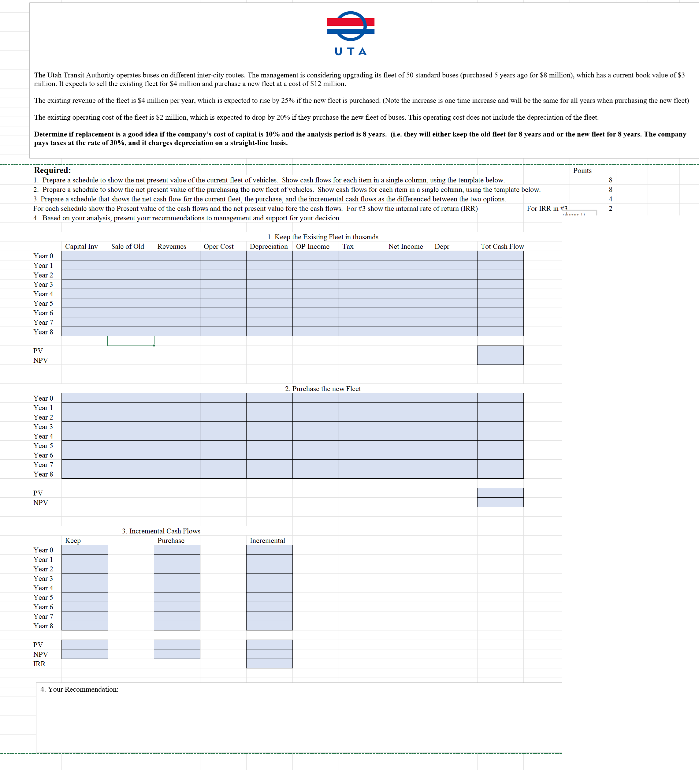  The Utah Transit Authority operates buses on different inter-city routes. The