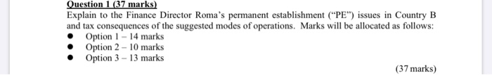 IN THIS EXAM PAPER Roma Limited ("Roma") is a company resident in
