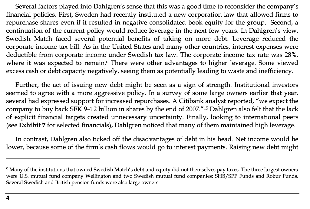 the perpetual bond. A New Financial Policy at Swedish Match In early