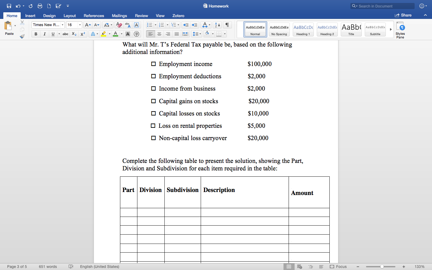 Mailings Review View Zotero Share Times New R... 16 A- A A
