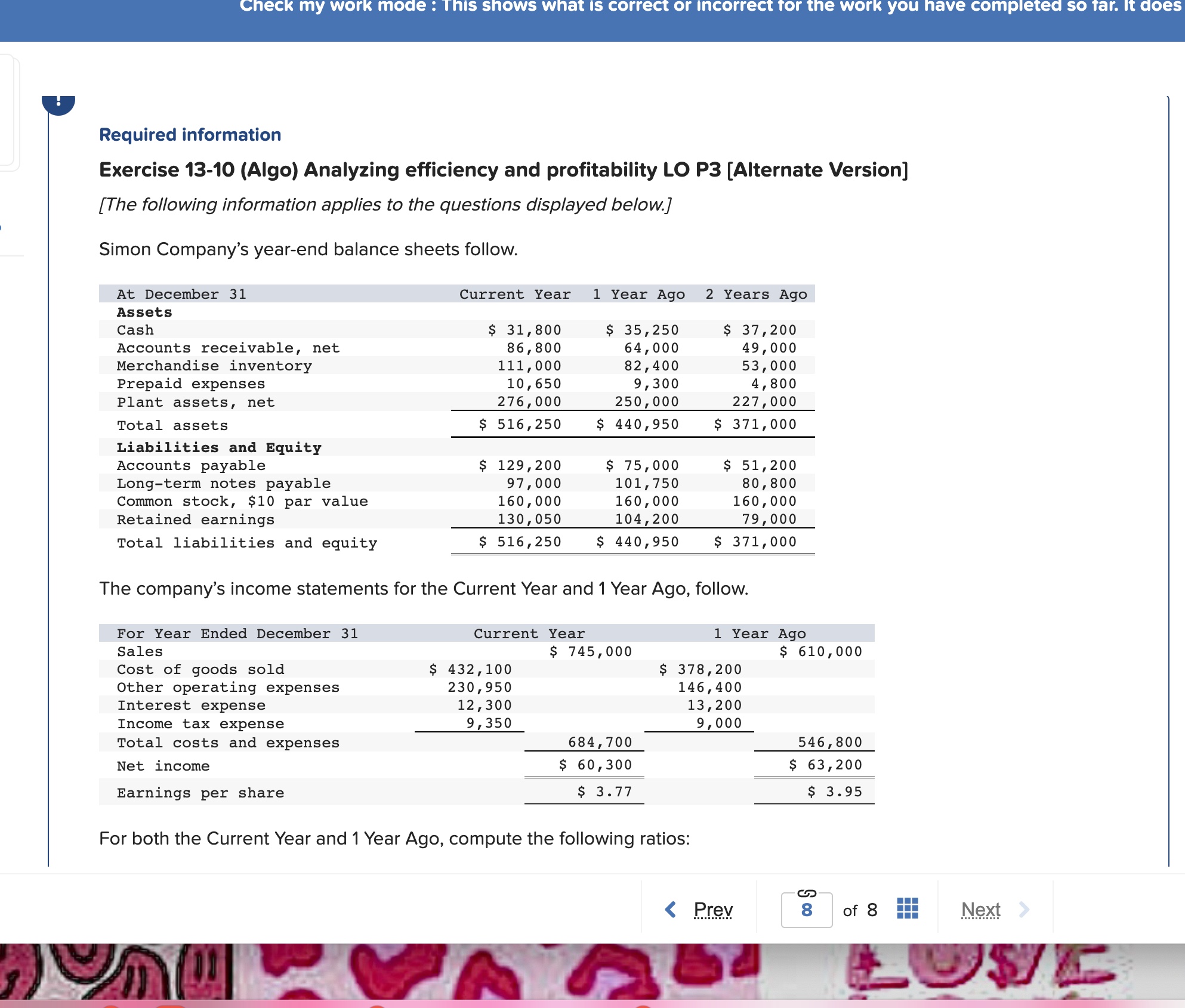 total assets for the current year and one year ago. (3-b) Based