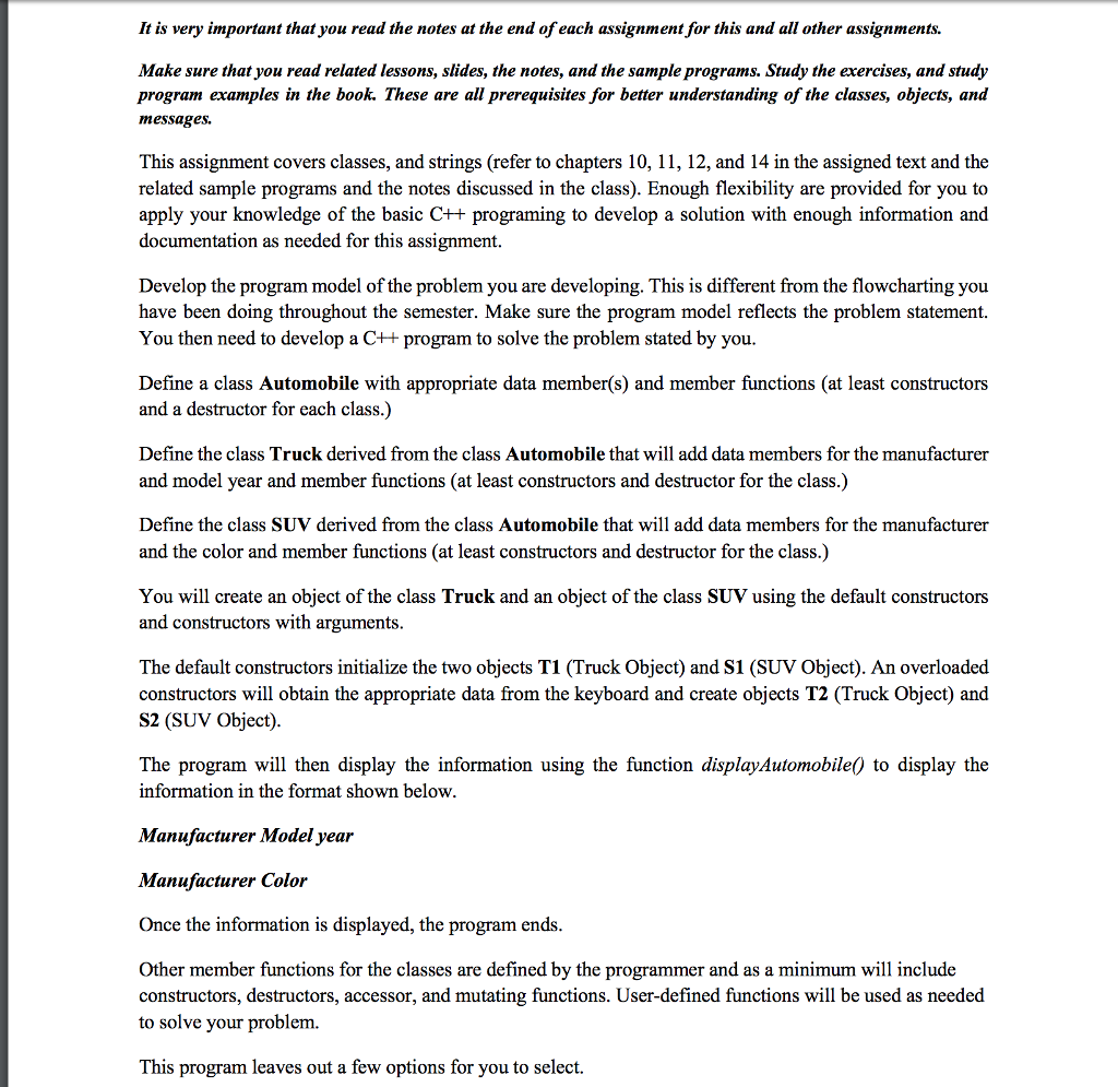 It is very important that you read the notes at the