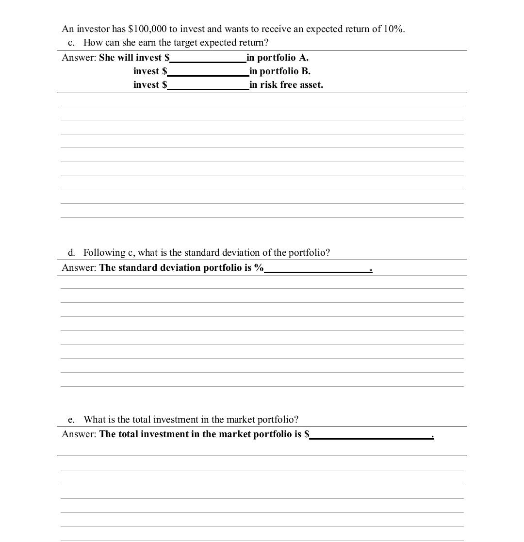 (20 points) The following table presents data of two portfolios, traded in