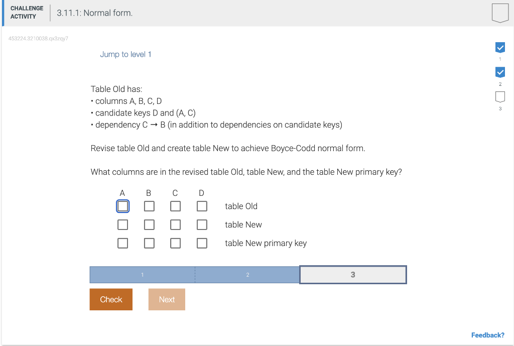  Table Old has: - columns A, B, C, D - candidate