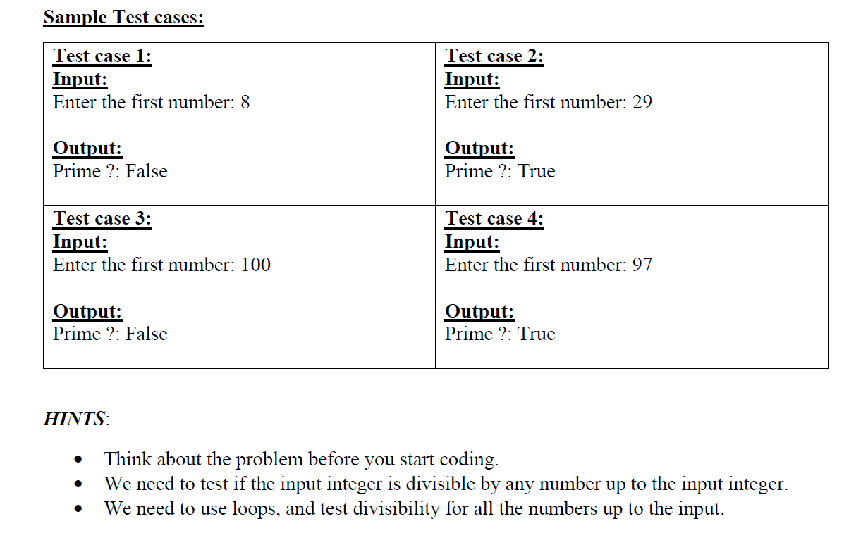 1 of 2. Test for Primes: [50 marks] Write a C++ program