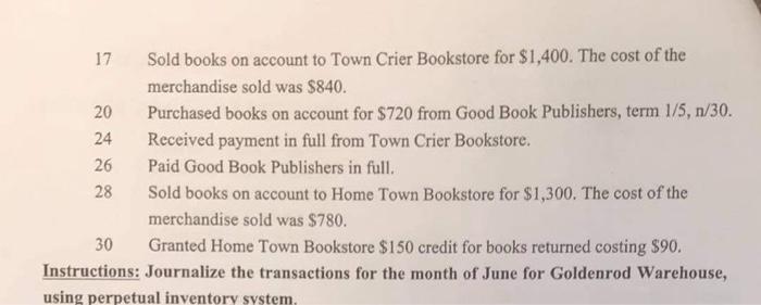 Warehouse distributed hard back books to retail stores and extends credit terms