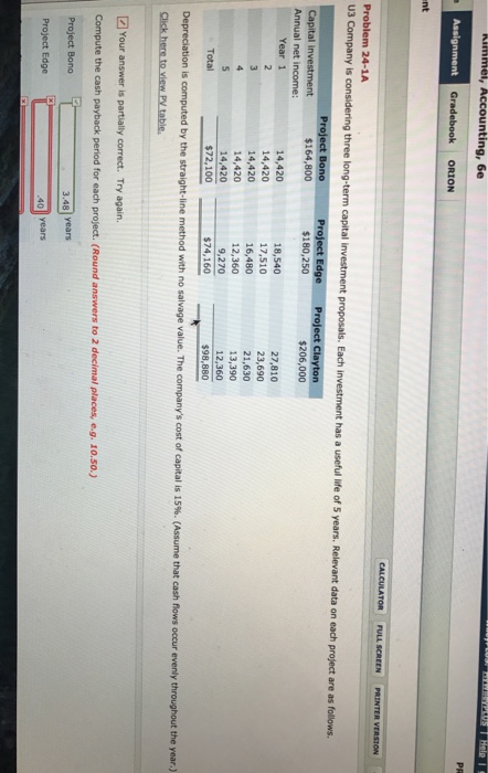  himmei, Accounting, 6e Assignment Gradebook ORION CALCULATOR FULL SCREEN PRINTER VERSION