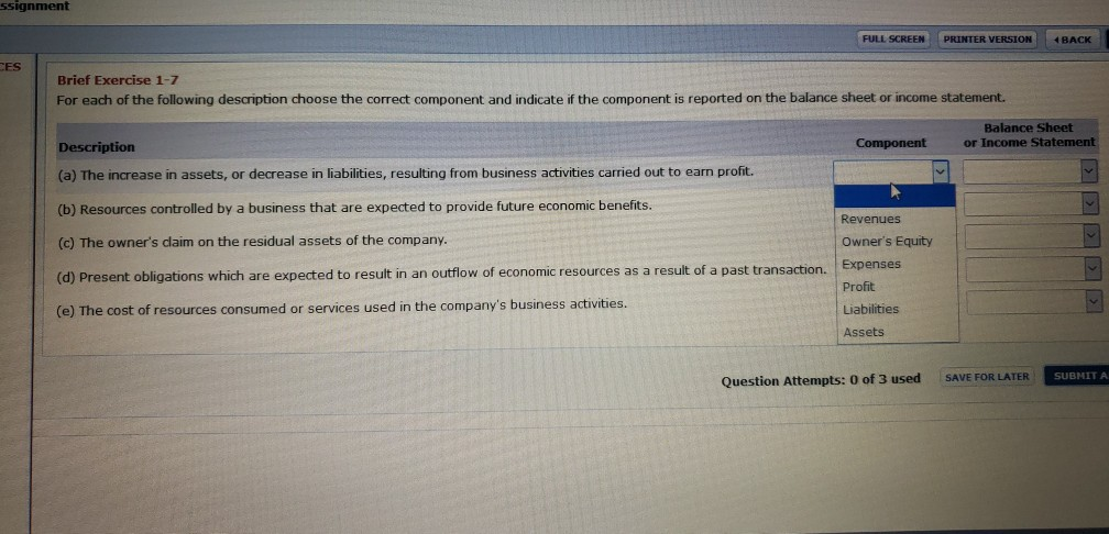 Need help with this accounting question. Left side is what kind of