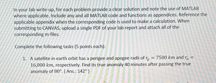 please solve with matlab code In your lab write-up, for each problem