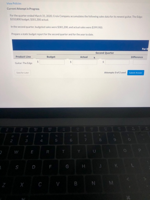  View Policies Current Attempt in Progress For the quarter ended March