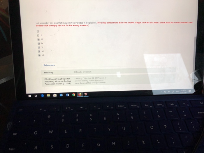 3-4] Place the following steps required to prepare a process costing production