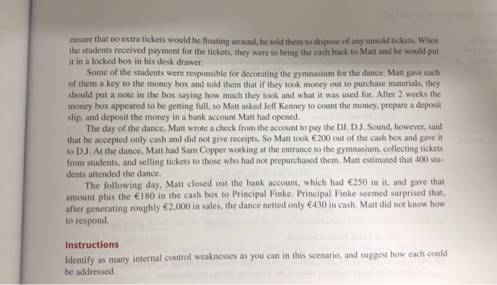 disbursements of Bolz Office Supply Identify internal control weaknesses in cash receipts