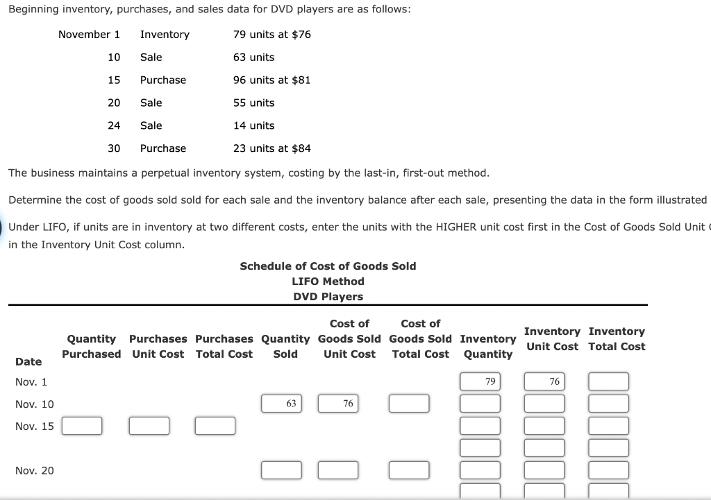  please help Beginning inventory, purchases, and sales data for DVD players