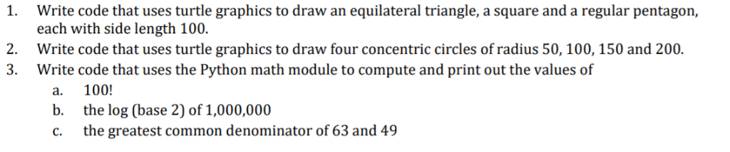  Write code that uses turtle graphics to draw an equilateral triangle,