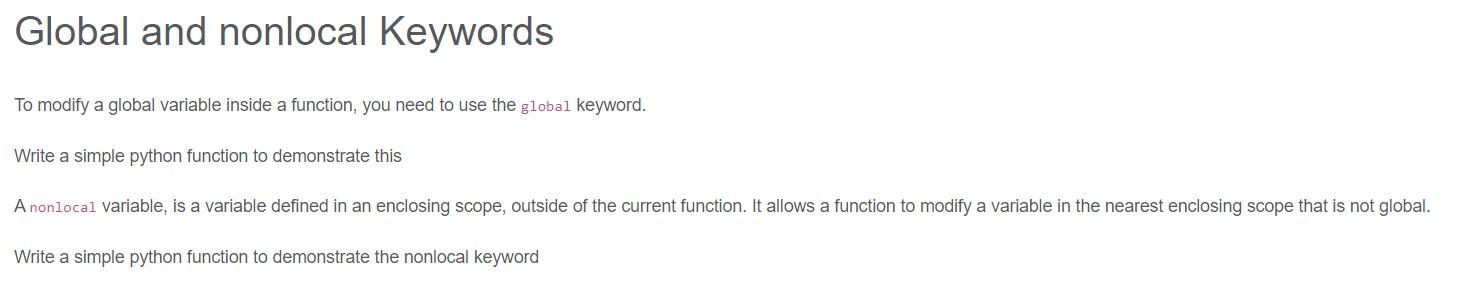 Global and nonlocal Keywords To modify a global variable inside a