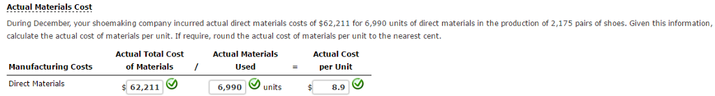 given period of time or for a specific amount of production. Materials