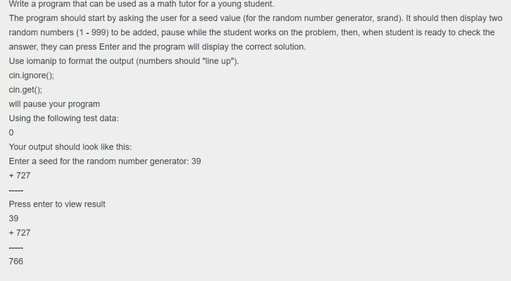 This is C++ and use visual studio 2017 please. Use blank