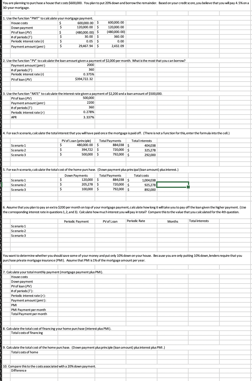 PLEASE START WITH QUESTION 6 use the information from previous questions to