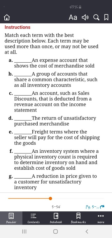a . 43% Aa - QD Instructions Match each term with