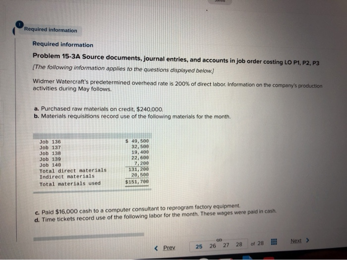 Required information Required information Problem 15-3A Source documents, journal entries, and