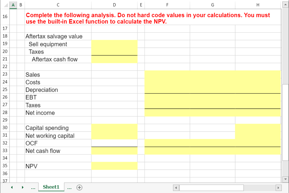 a new three-year expansion project that requires an initial fixed asset investment