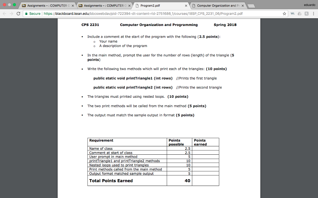 Computer Organization and PX C Secure https://blackboard.kean.edu/bbcswebdav/pid-722394-dt-content-rid-2751686_1/courses/18SP CPS 2231 06/Program2.pdf Program2.pdf 1/2